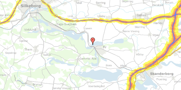 Trafikstøjkort på Silkeborgvej 64, 8680 Ry