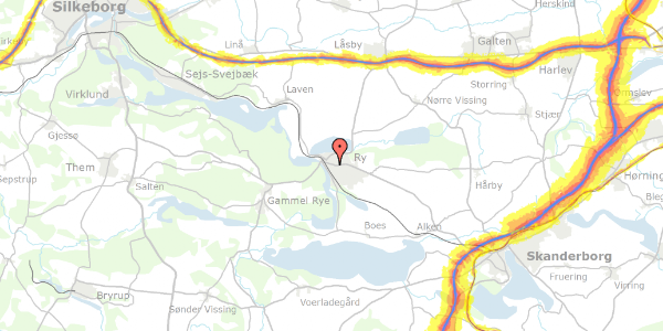 Trafikstøjkort på Skanderborgvej 60, 8680 Ry