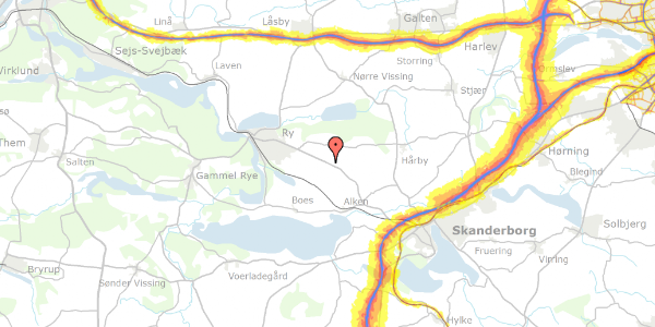 Trafikstøjkort på Skanderborgvej 101, 8660 Skanderborg