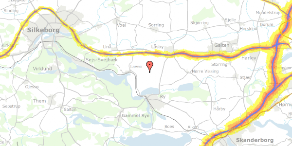 Trafikstøjkort på Skovsrodvej 23, 8680 Ry