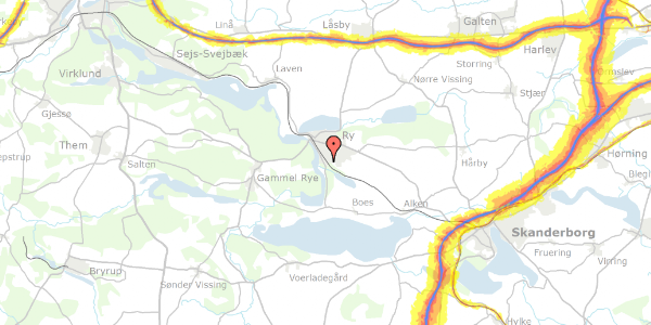 Trafikstøjkort på Skovvænget 13, 8680 Ry