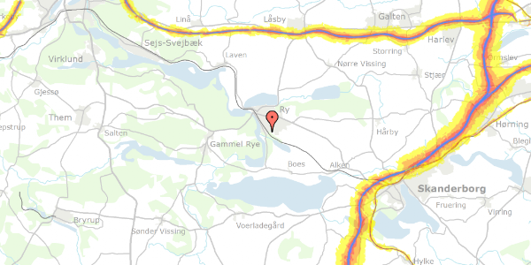 Trafikstøjkort på Skovvænget 19, 8680 Ry