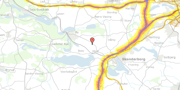 Trafikstøjkort på Svejstrupvej 18, 8660 Skanderborg