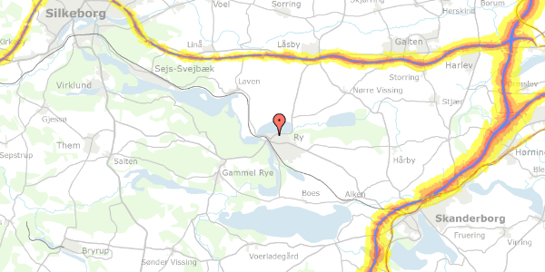 Trafikstøjkort på Søkildevej 44A, 8680 Ry