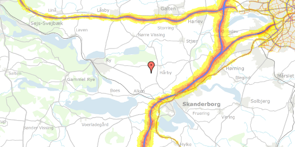 Trafikstøjkort på Østermarksvej 19, 8660 Skanderborg