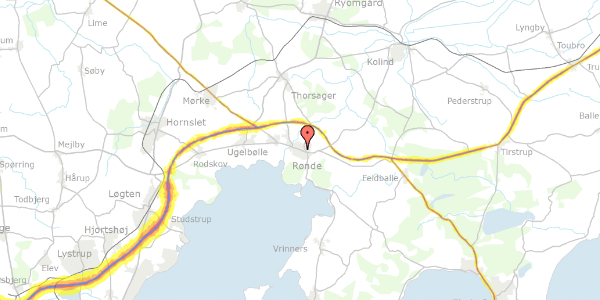 Trafikstøjkort på Hovedgaden 61, 1. 7, 8410 Rønde