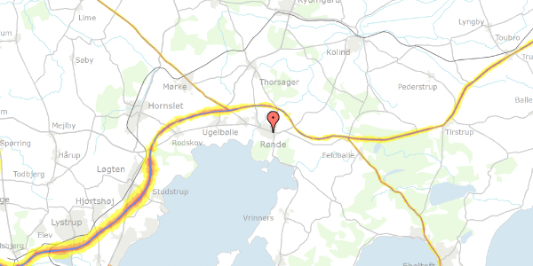 Trafikstøjkort på Lillerupvej 25, 8410 Rønde