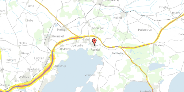 Trafikstøjkort på Lillerupvej 34, 8410 Rønde