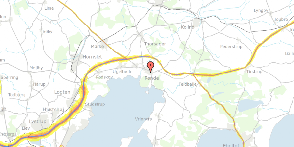 Trafikstøjkort på Lillerupvej 58, 8410 Rønde