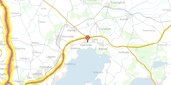 Trafikstøjkort på Æblevej 6, 8410 Rønde