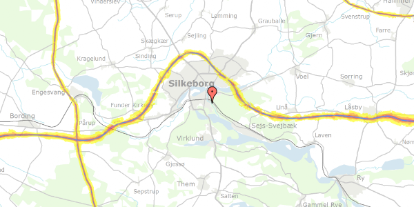 Trafikstøjkort på Aldersrovej 2, 2. 22, 8600 Silkeborg