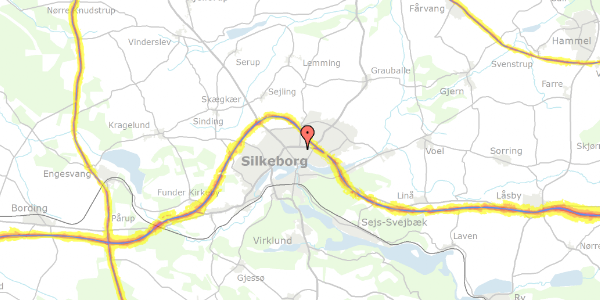 Trafikstøjkort på Anemonevej 19, 8600 Silkeborg