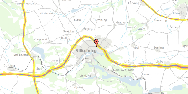 Trafikstøjkort på Anemonevej 27, 8600 Silkeborg