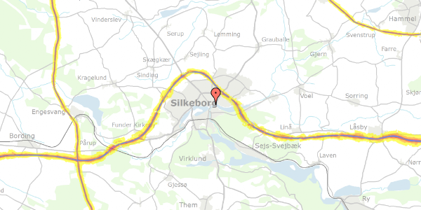 Trafikstøjkort på Ansvej 5, 8600 Silkeborg