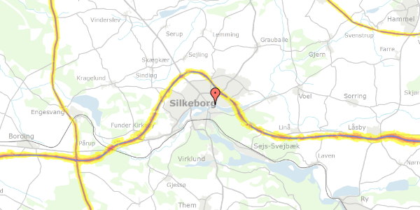 Trafikstøjkort på Ansvej 15, 8600 Silkeborg