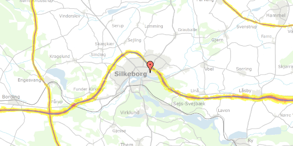 Trafikstøjkort på Ansvej 77, 8600 Silkeborg