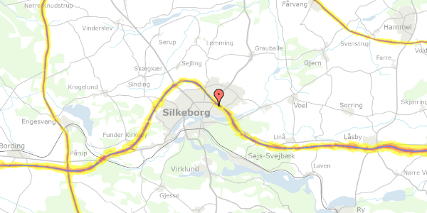 Trafikstøjkort på Ansvej 100, 2. 12, 8600 Silkeborg