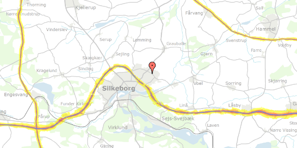 Trafikstøjkort på Arendalsvej 56, st. th, 8600 Silkeborg