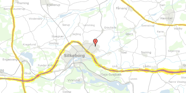 Trafikstøjkort på Arendalsvej 60, 2. th, 8600 Silkeborg