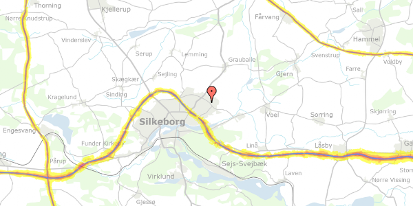 Trafikstøjkort på Arendalsvej 110, 2. th, 8600 Silkeborg