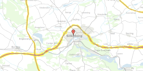 Trafikstøjkort på Bakkevænget 7, 8600 Silkeborg