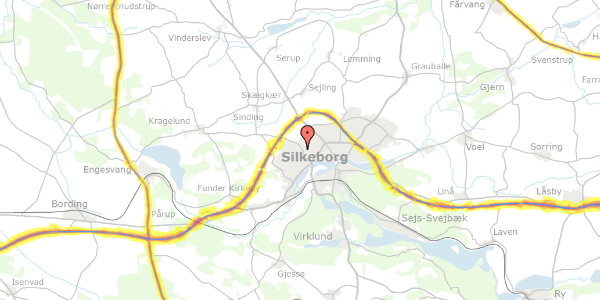 Trafikstøjkort på Bakkevænget 65, 8600 Silkeborg