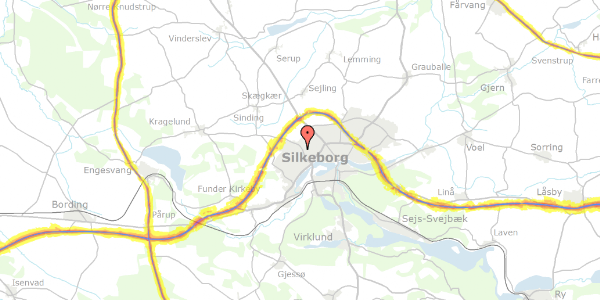 Trafikstøjkort på Bakkevænget 69, 8600 Silkeborg