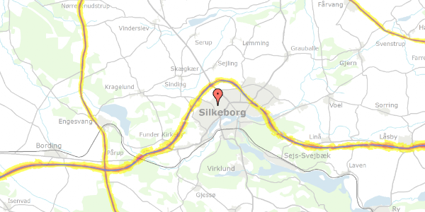 Trafikstøjkort på Bakkevænget 79, 8600 Silkeborg