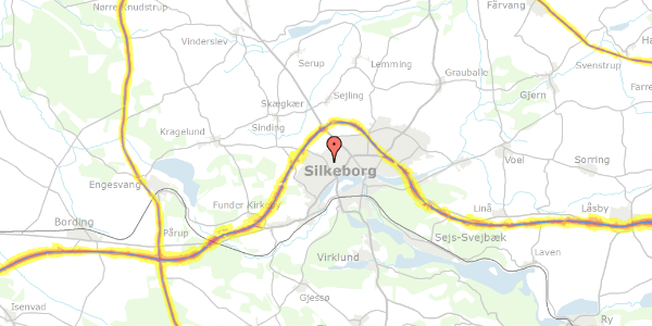 Trafikstøjkort på Bakkevænget 88, 8600 Silkeborg