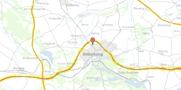 Trafikstøjkort på Balle Bygade 91, st. , 8600 Silkeborg