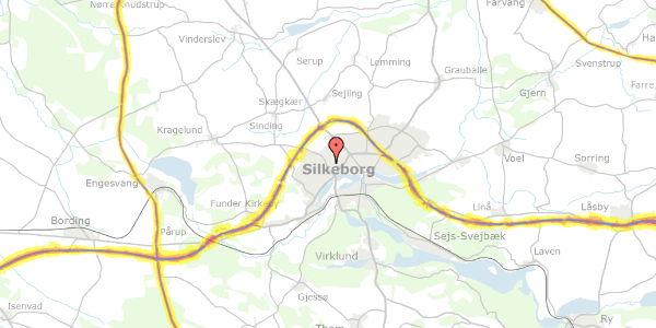 Trafikstøjkort på Balle Kirkevej 7A, 8600 Silkeborg