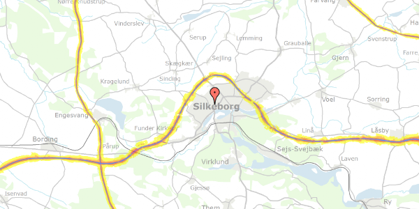 Trafikstøjkort på Balle Kirkevej 18, 8600 Silkeborg