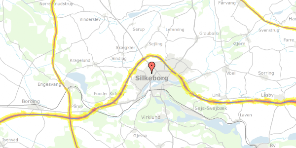 Trafikstøjkort på Balle Kirkevej 44, 8600 Silkeborg