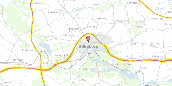 Trafikstøjkort på Balle Kirkevej 45, 8600 Silkeborg