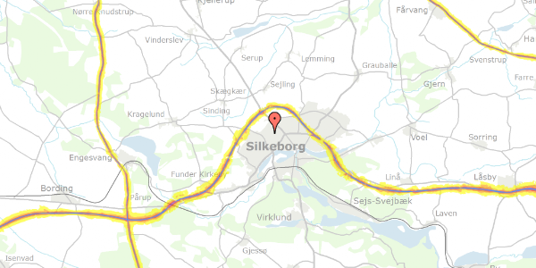 Trafikstøjkort på Balle Kirkevej 49, 8600 Silkeborg