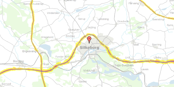 Trafikstøjkort på Balle Kirkevej 51, 8600 Silkeborg