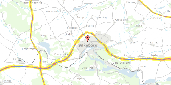 Trafikstøjkort på Balle Kirkevej 52, 8600 Silkeborg