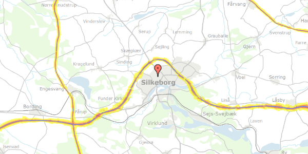 Trafikstøjkort på Balle Kirkevej 54, 8600 Silkeborg