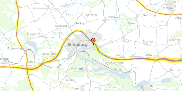 Trafikstøjkort på Birke Allé 16, 8600 Silkeborg