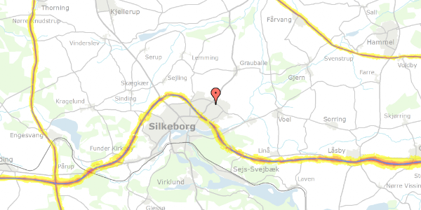 Trafikstøjkort på Blommevej 18, 8600 Silkeborg