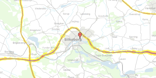 Trafikstøjkort på Bomholts Gård 4, 2. th, 8600 Silkeborg