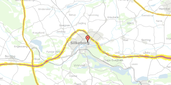 Trafikstøjkort på Borgergade 43, st. 3, 8600 Silkeborg