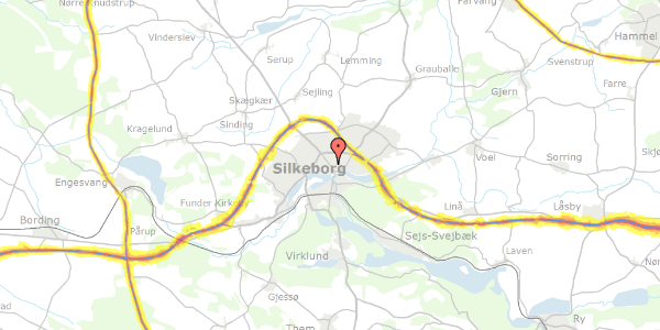 Trafikstøjkort på Borgergade 56A, 8600 Silkeborg