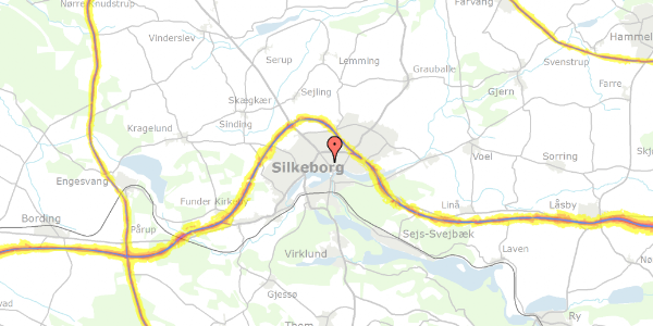 Trafikstøjkort på Borgergade 71, 1. tv, 8600 Silkeborg