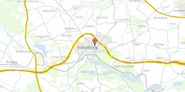 Trafikstøjkort på Borgergade 75, 2. 3, 8600 Silkeborg