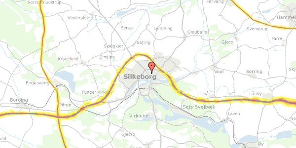 Trafikstøjkort på Borgergade 79A, 8600 Silkeborg