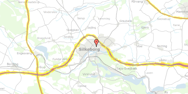 Trafikstøjkort på Borgergade 95, 8600 Silkeborg