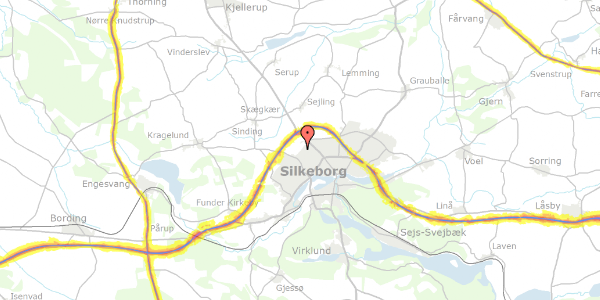 Trafikstøjkort på Pippisvej 1, 8600 Silkeborg