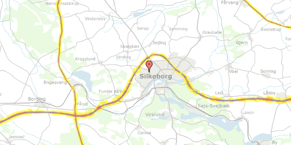 Trafikstøjkort på Buskelundtoften 25, 8600 Silkeborg