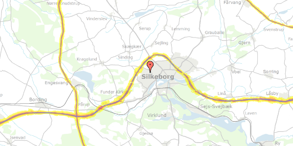 Trafikstøjkort på Buskelundtoften 39, 8600 Silkeborg